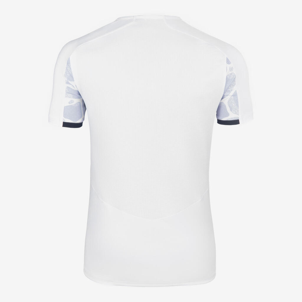 MAILLOT DE FOOTBALL ADULTE MANCHES COURTES VIRALTO AQUA BLANC, GRIS & MARINE